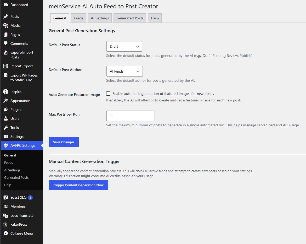 Screenshot 1: AAFPC Allgemein